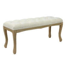 Johanna Button Tufted Rubberwood Ottoman Bench